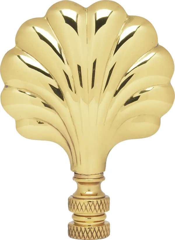 Fan Brass Finial - 3" Height - 1/4-27 - Polished Brass Finish - Image 2