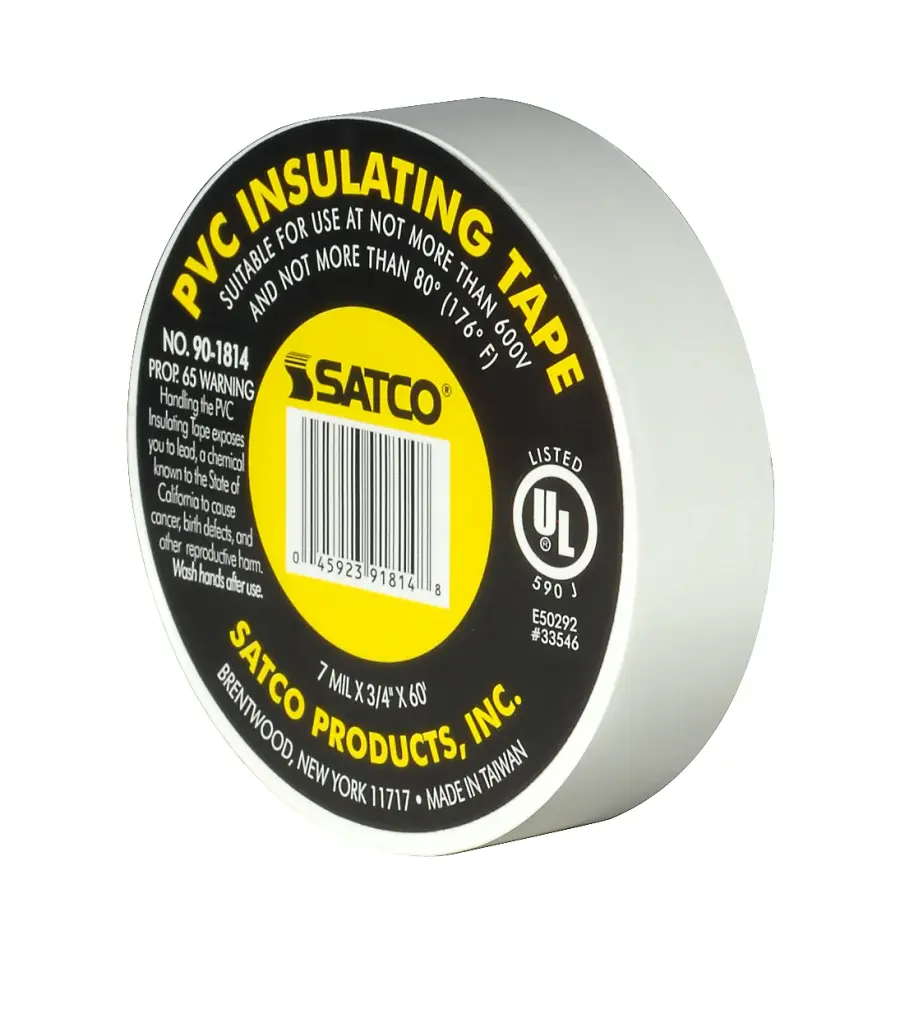 PVC Electrical Tape - 3/4" x 60 Foot - White - Image 1