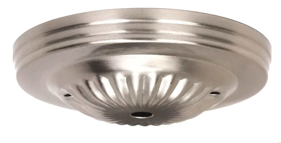 Ribbed Canopy - Canopy Only - Brushed Nickel Finish - 5" Diameter - 7/16" Center Hole - 2 -8/32 Bar Holes