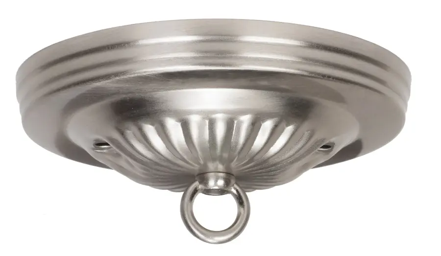 Ribbed Canopy Kit - Brushed Nickel Finish - 5" Diameter - 7/16" Center Hole - 2-8/32 Bar Holes - Includes Hardware - 10lbs Max - Image 1