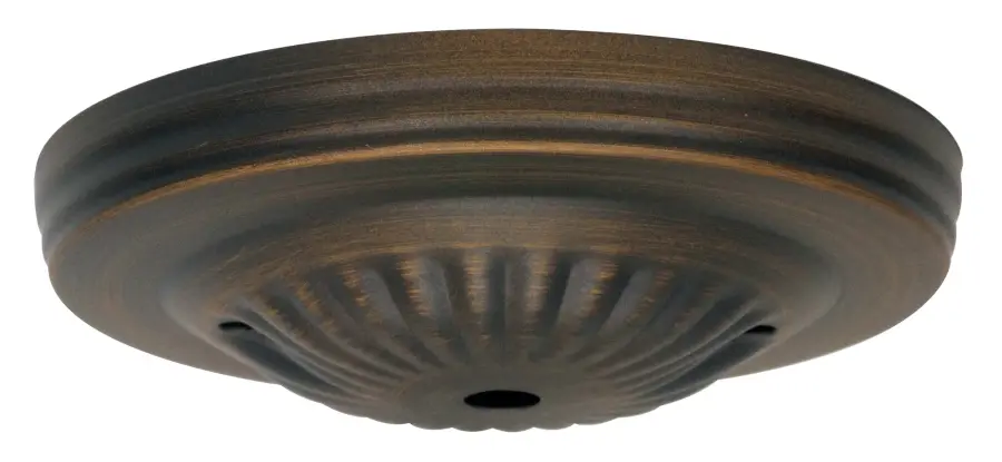 Ribbed Canopy - Canopy Only - Dark Antique Brass Finish - 5" Diameter - 7/16" Center Hole - 2 -8/32 Bar Holes