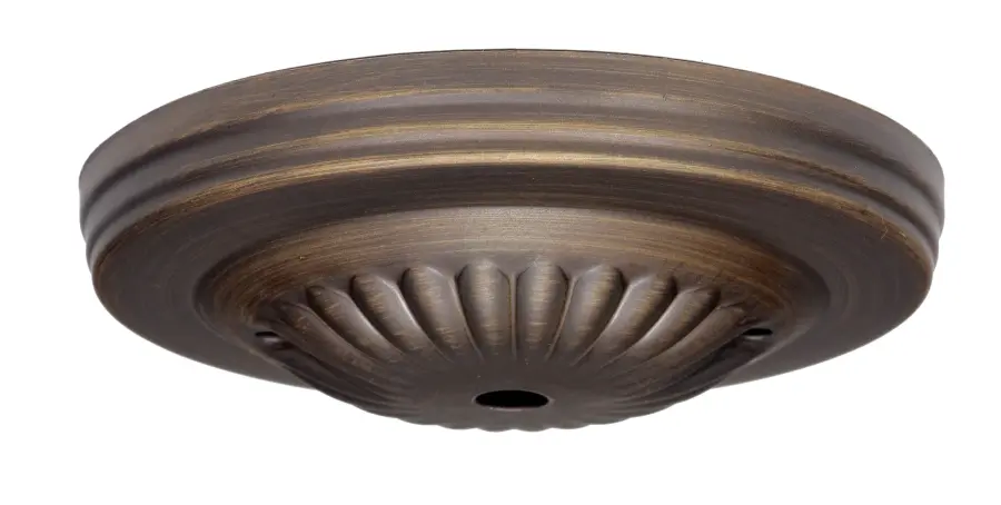 Ribbed Canopy Kit And Matching Hardware - Dark Antique Brass Finish - 5" Diameter - 7/16" Center Hole - 2-8/32 Bar Holes - Image 1