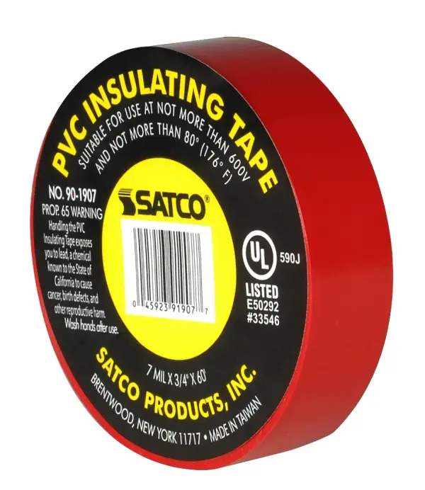 PVC Electrical Tape - 3/4" x 60 Foot - Red