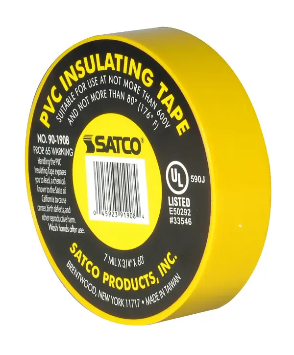 PVC Electrical Tape - 3/4" x 60 Foot - Yellow