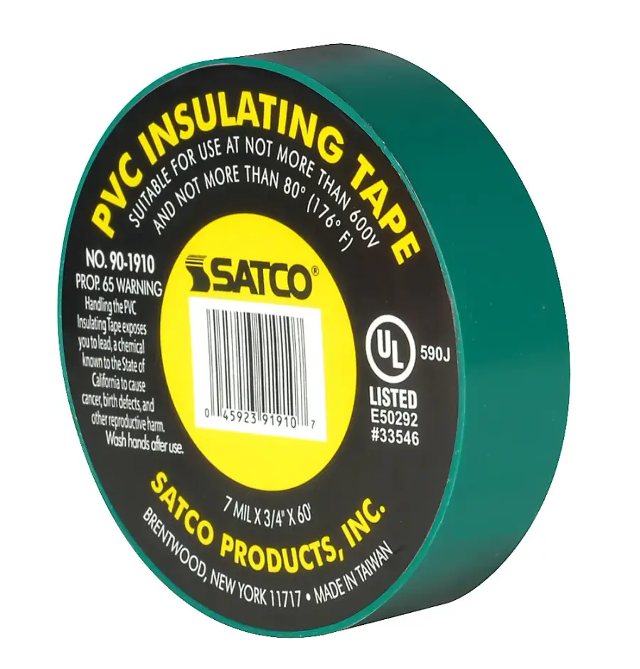 PVC Electrical Tape - 3/4" x 60 Foot - Green - Image 1