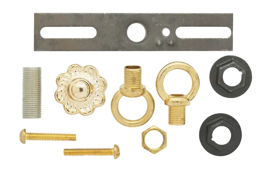 Bath Swag Canopy Kit - Brass Finish - 5" Diameter - 3- 7/16" Holes - Includes Hardware - 10lbs Max - Image 2