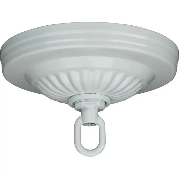 Ribbed Canopy Kit - White Finish - 5" Diameter - 1-1/16" Center Hole - Includes Hardware - 25lbs Max - Image 1