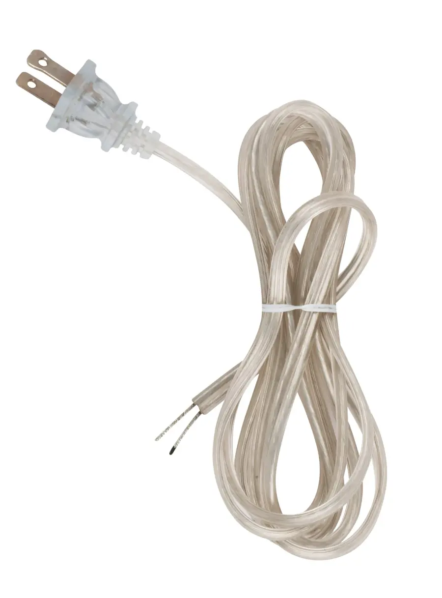8 Ft.Full Tinned Cord Sets18/2 SPT-2-105C Cord Sets - Molded Plug - Full Tinned Tips for Push-In Terminals - 3/4" Strip with 2" Slit 36" Hank