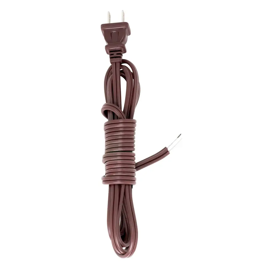 8 Ft.Full Tinned Cord Sets18/2 SPT-2-105C Cord Sets - Molded Plug - Full Tinned Tips for Push-In Terminals - 3/4" Strip with 2" Slit 36" Hank - Image 1