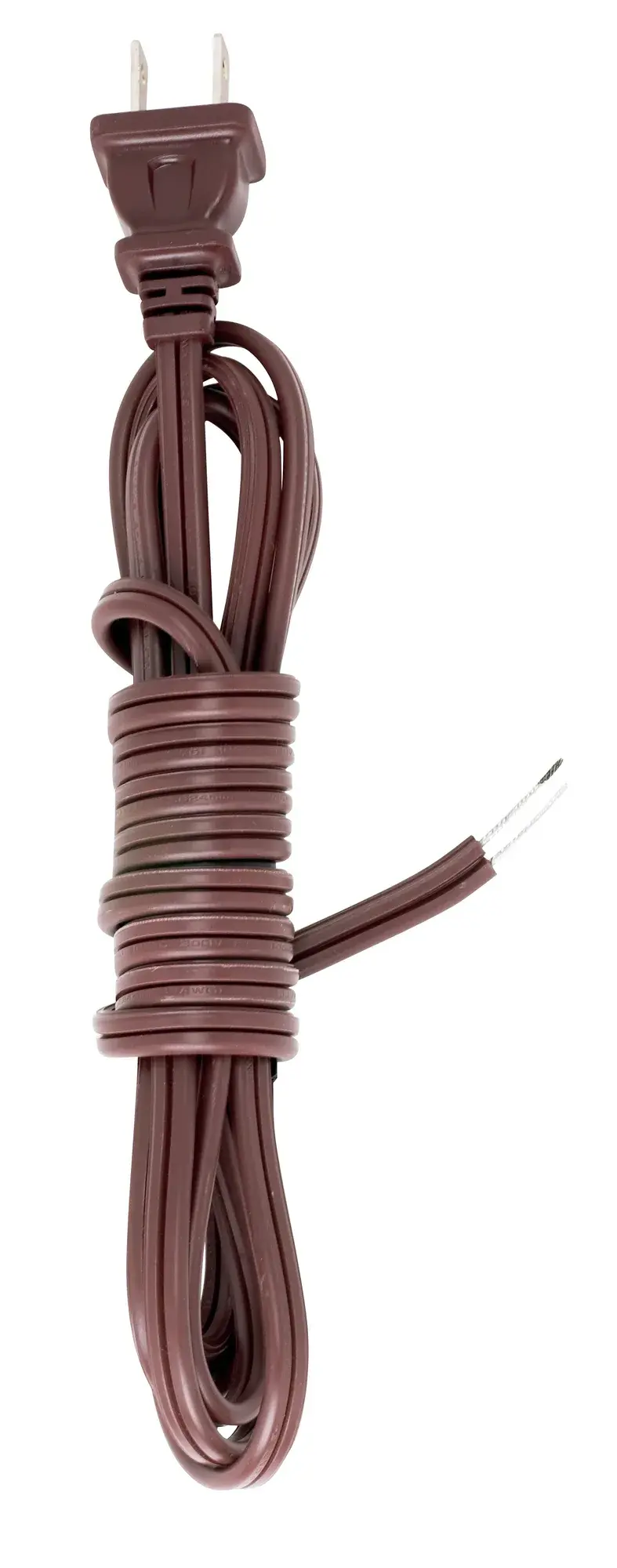 8 Ft.Full Tinned Cord Sets18/2 SPT-2-105C Cord Sets - Molded Plug - Full Tinned Tips for Push-In Terminals - 3/4" Strip with 2" Slit 36" Hank - Image 2