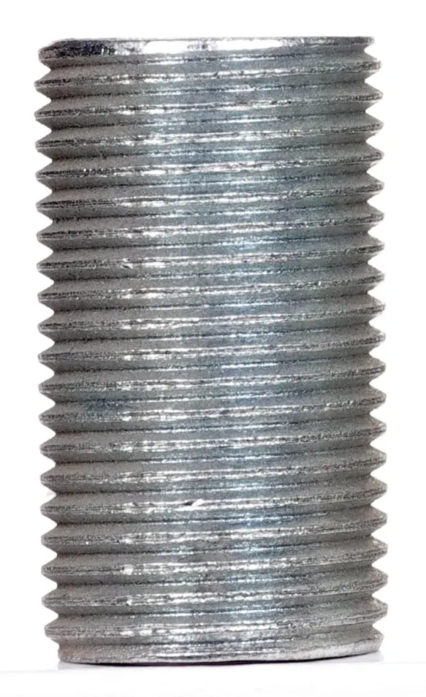 3/8 IP Steel Nipple - Zinc Plated - 1-1/8" Length - 5/8" Wide