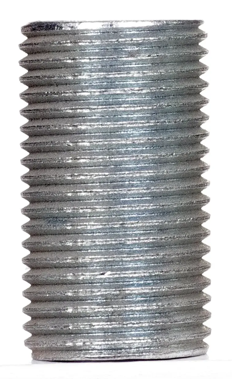 3/8 IP Steel Nipple - Zinc Plated - 1-1/8" Length - 5/8" Wide