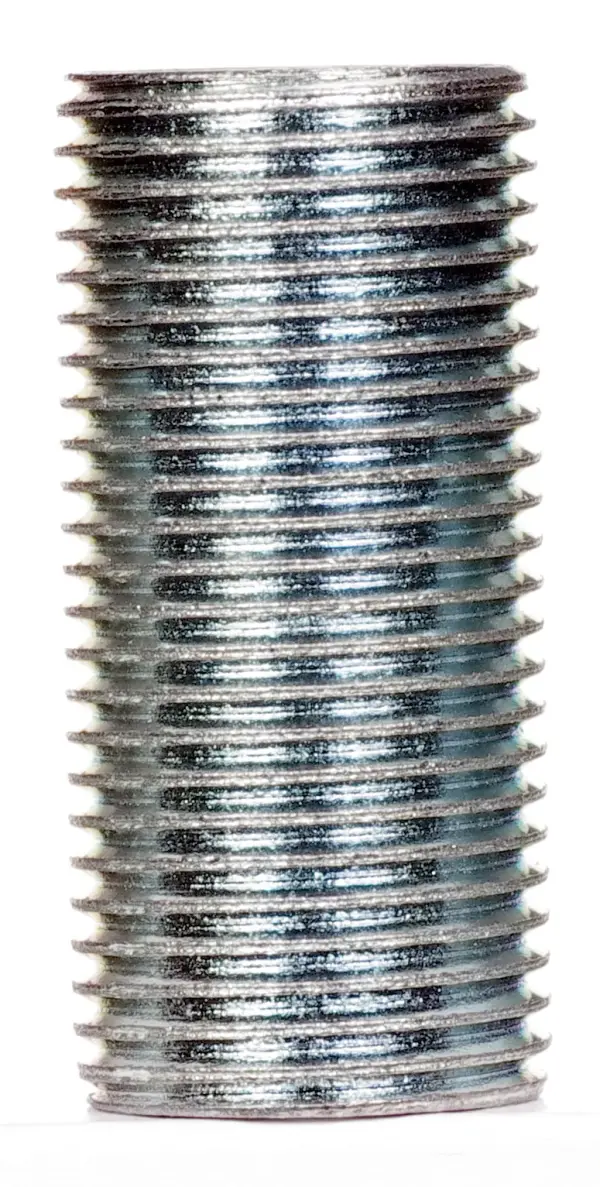 3/8 IP Steel Nipple - Zinc Plated - 1-3/8" Length - 5/8" Wide