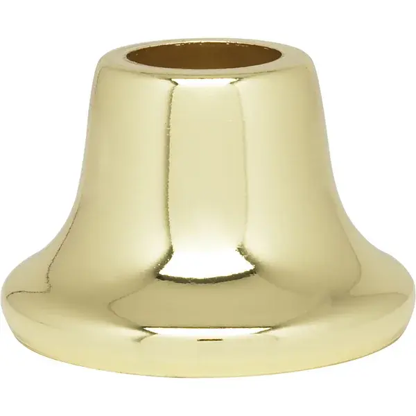 Flanged Steel Neck - 9/16" Hole - 1" Height - 13/16" Top - 1-3/8" Bottom Seats - Brass Plated Finish - Image 1
