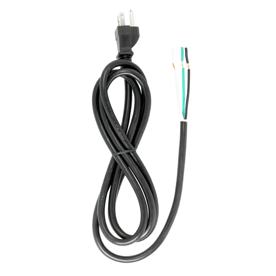 6 Foot 18/3 SJT 105C Heavy Duty Cord Set - Black Finish - 100 Carton - 3 Prong Molded Plug - Stripped And Slit - Image 1