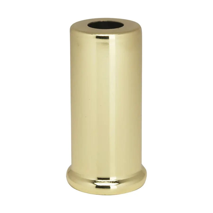 Steel Spacer - 7/16" Hole - 2" Height - 7/8" Diameter - 1" Base Diameter - Brass Plated Finish - Image 1