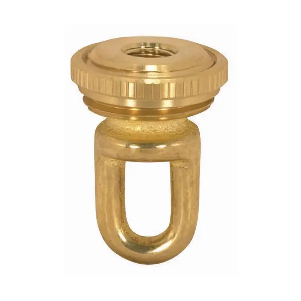 1/8 IP Cast Brass Screw Collar Loop With Ring - Fits 1" Canopy Hole - 1-1/8" Ring Diameter - 1-3/4" Height - Unfinished