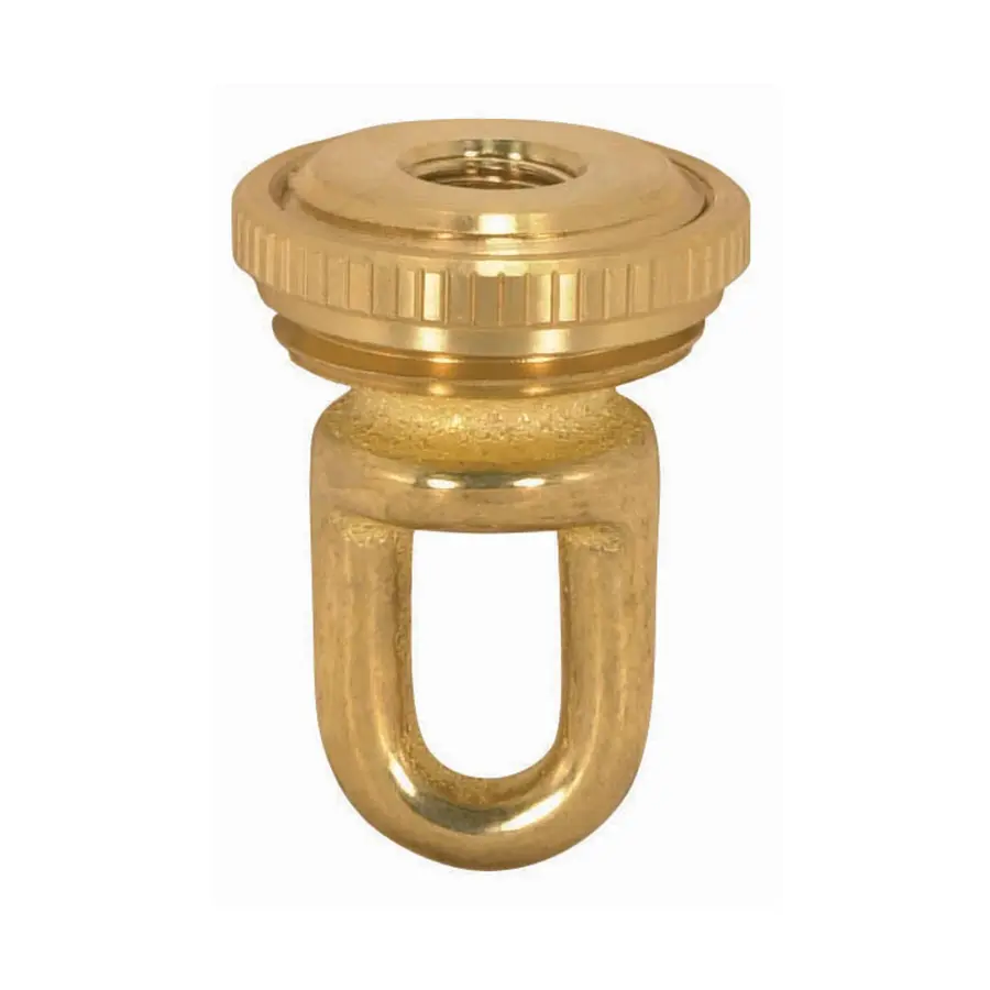 1/8 IP Cast Brass Screw Collar Loop With Ring - Fits 1" Canopy Hole - 1-1/8" Ring Diameter - 1-3/4" Height - Unfinished