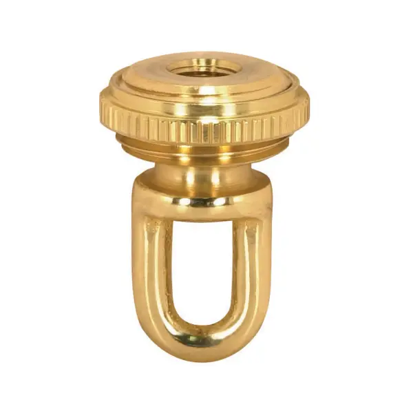 1/8 IP Cast Brass Screw Collar Loop With Ring - Fits 1" Canopy Hole - 1-1/8" Ring Diameter - 1-3/4" Height - Polished And Lacquered - Image 1