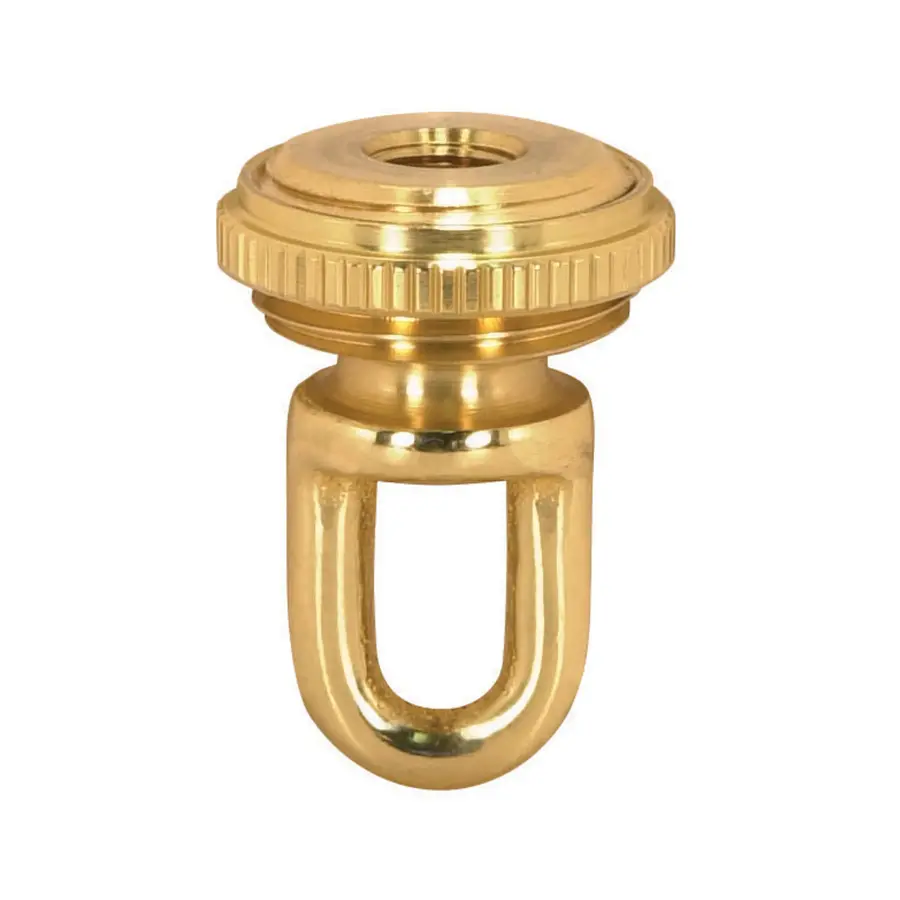 1/8 IP Cast Brass Screw Collar Loop With Ring - Fits 1" Canopy Hole - 1-1/8" Ring Diameter - 1-3/4" Height - Polished And Lacquered - Image 1