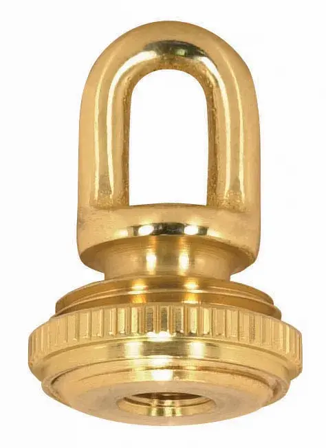 1/8 IP Cast Brass Screw Collar Loop With Ring - Fits 1" Canopy Hole - 1-1/8" Ring Diameter - 1-3/4" Height - Polished And Lacquered - Image 2