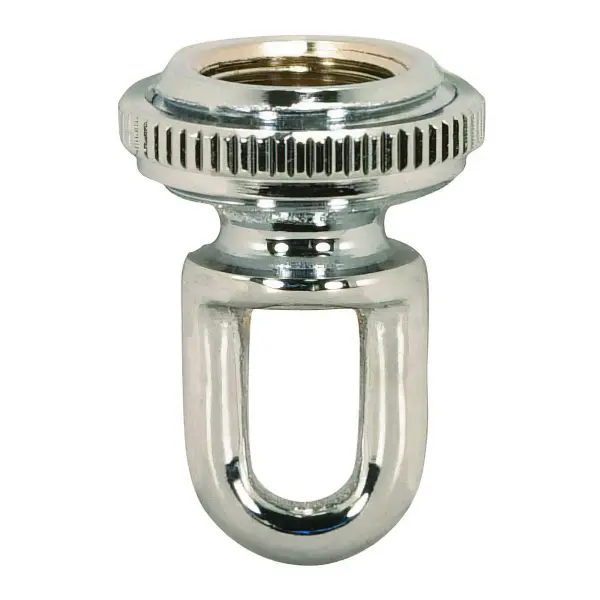 3/8 IP Cast Brass Screw Collar Loop With Ring - Fits 1" Canopy Hole - 1-1/8" Ring Diameter - 1-3/4" Height - Polished Chrome Finish