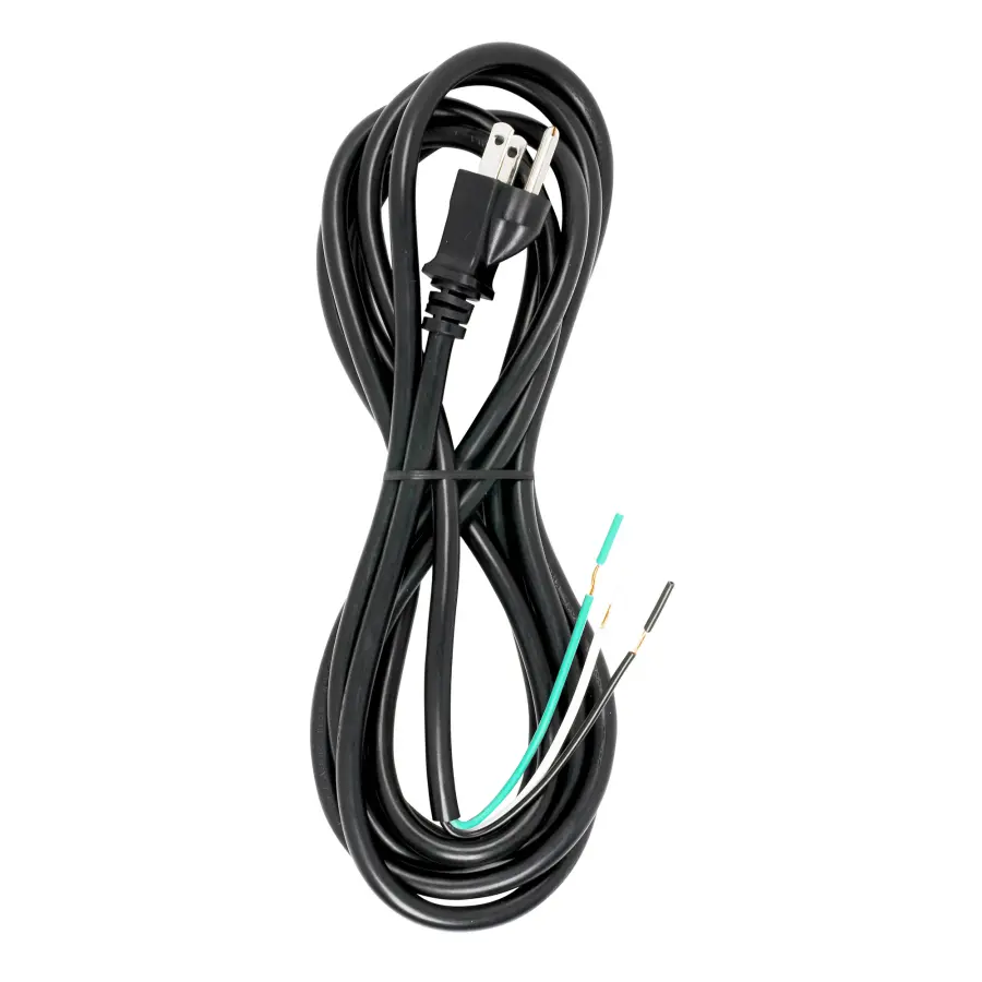 10 Foot 18/3 SJT 105C Heavy Duty Cord Set - Black Finish - 50 Carton - 3 Prong Molded Plug - Stripped And Slit - Image 1