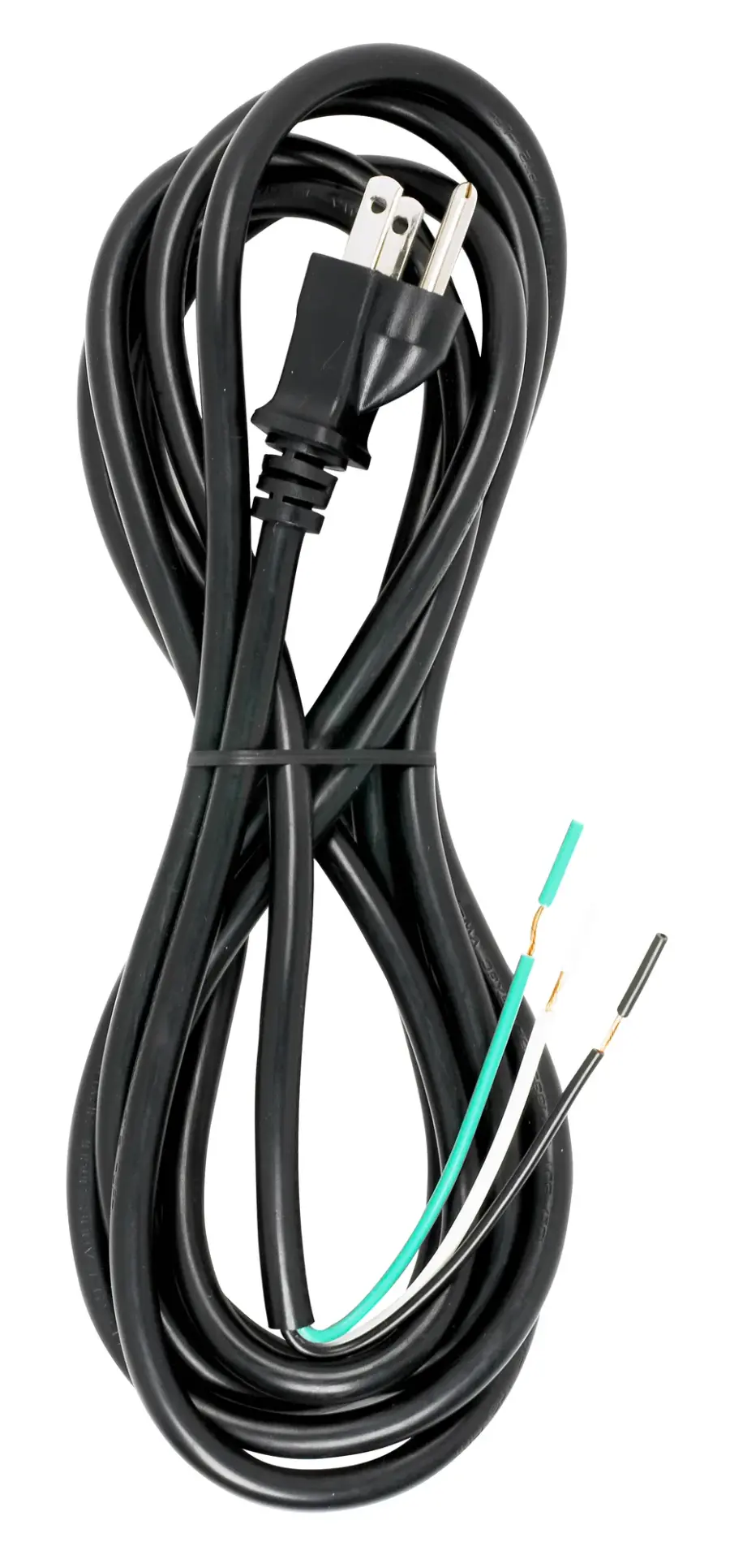 10 Foot 18/3 SJT 105C Heavy Duty Cord Set - Black Finish - 50 Carton - 3 Prong Molded Plug - Stripped And Slit - Image 2