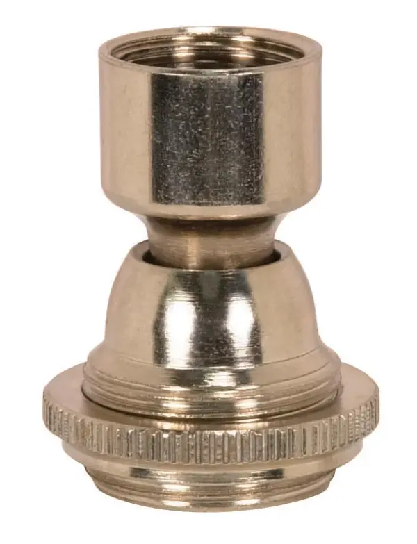 Solid Brass Large Hang Straight Swivel - 1/4 F Top And Bottom - 1-1/16" Ring Nut To Seat - 1-1/2" Height - Barrel Nickel Finish