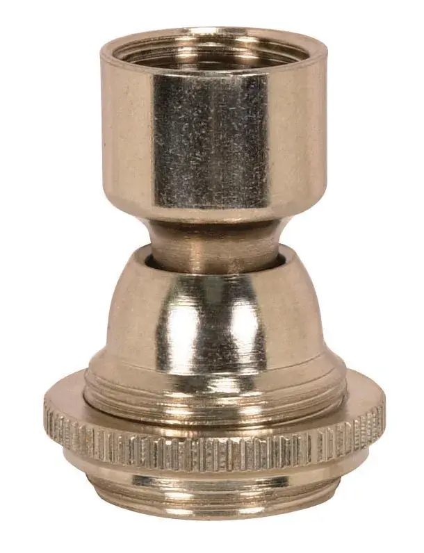 Solid Brass Large Hang Straight Swivel - 1/4 F Top And Bottom - 1-1/16" Ring Nut To Seat - 1-1/2" Height - Barrel Nickel Finish