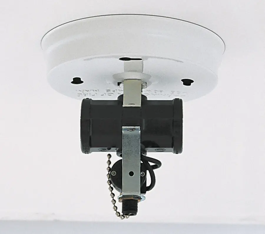 2-Light Bent Glass Fixture Holder With Pull Chain Switch - White Finish - 4-3/4" Diameter - 5" Height - Includes Hardware
