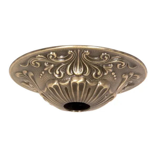 Cast Brass Canopy - Antique Brass Finish - 5-1/2" Diameter - 1-1/16" Center Hole - 1-1/2" Height