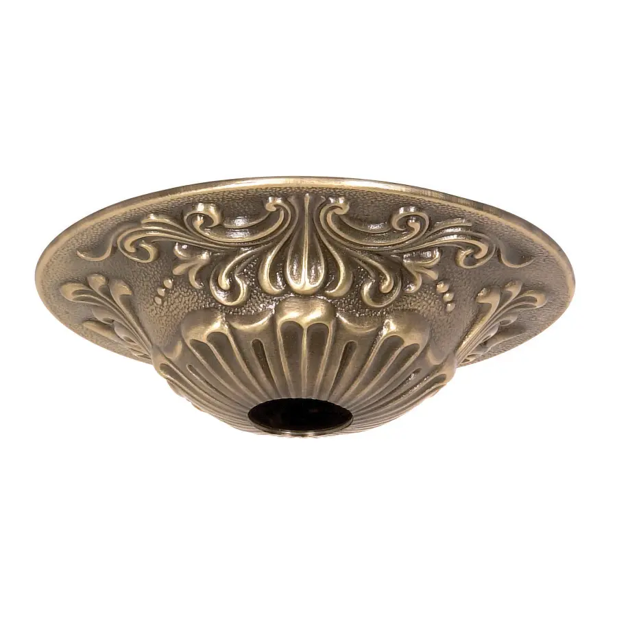 Cast Brass Canopy - Antique Brass Finish - 5-1/2" Diameter - 1-1/16" Center Hole - 1-1/2" Height