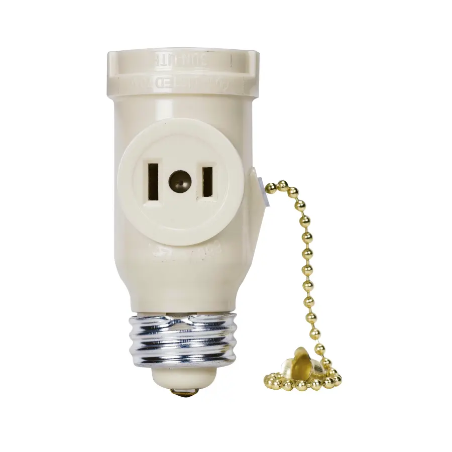 Medium Base Pull Chain Current Tap - Ivory Finish - 250W - 125V