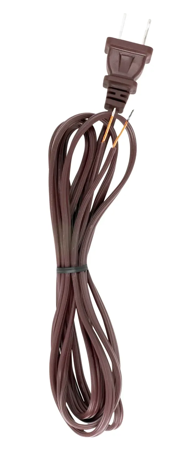 7 Foot 18/2 SPT-1 105C Cord Set - Brown Finish - 36" Hank - 200 Carton - Molded Polarized Plug - Tinned Tips 3/4" Strip With 2" Slit - alternate view
