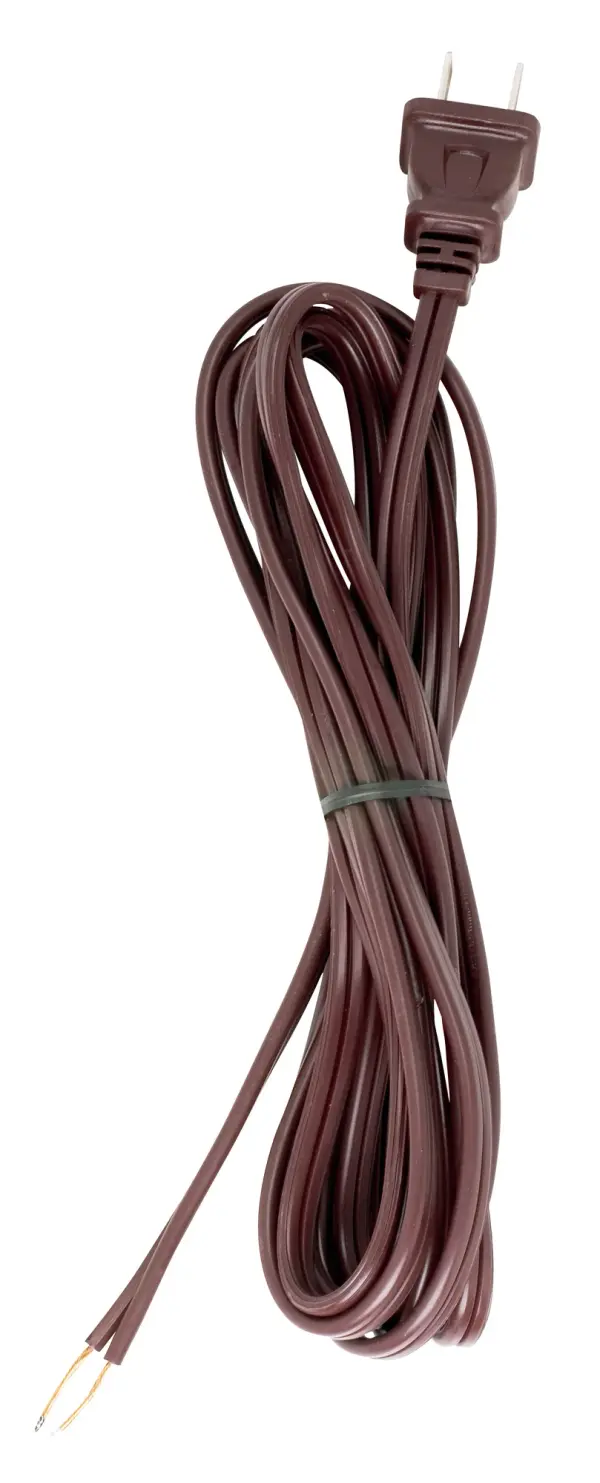 10 Foot 18/2 SPT-2 105C Cord Set - Brown Finish - 36" Hank - 150 Carton - Molded Polarized Plug - Tinned Tips 3/4" Strip With 2" Slit - alternate view