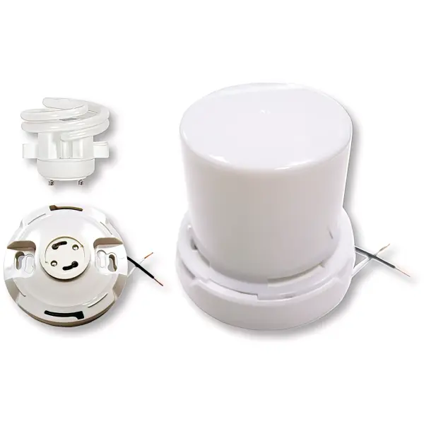 GU24 Base - Squat keyless fluorescent ceiling fixture with twist-on Lexan lens - White Finish