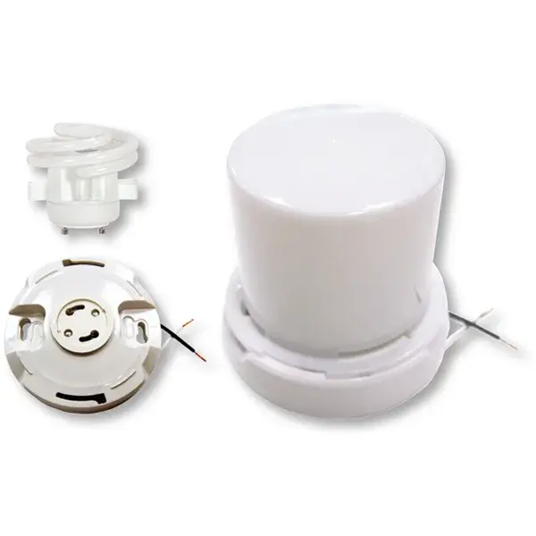 GU24 Base - Squat keyless fluorescent ceiling fixture with twist-on Lexan lens - White Finish