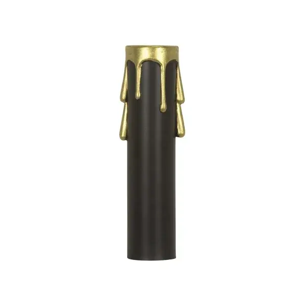 Plastic Drip Candle Cover - Black Plastic With Gold Drip - 13/16" Inside Diameter - 7/8" Outside Diameter - 3" Height