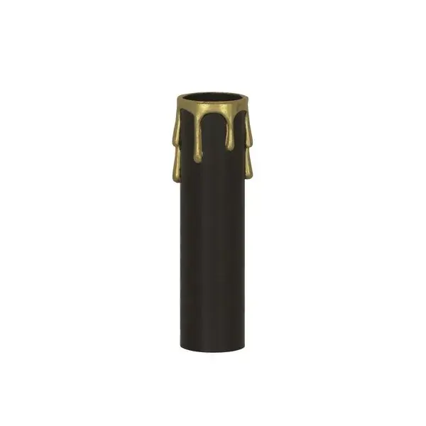 Plastic Drip Candle Cover - Black Plastic With Gold Drip - 1-3/16" Inside Diameter - 1-1/4" Outside Diameter - 3" Height