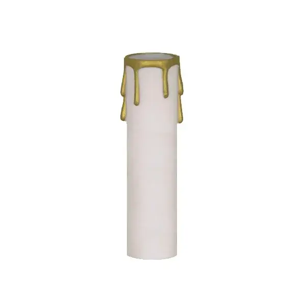 Plastic Drip Candle Cover - White Plastic With Gold Drip - 1-3/16" Inside Diameter - 1-1/4" Outside Diameter - 4" Height