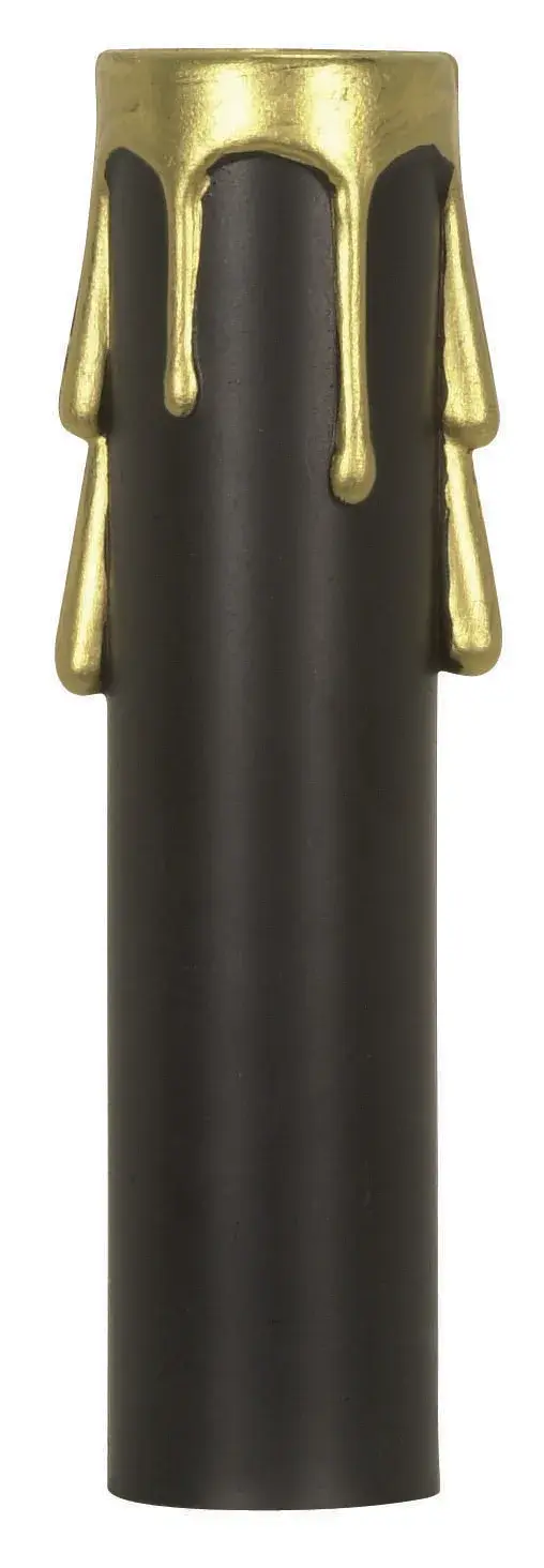 Plastic Drip Candle Cover - Black Plastic With Gold Drip - 13/16" Inside Diameter - 7/8" Outside Diameter - 4" Height