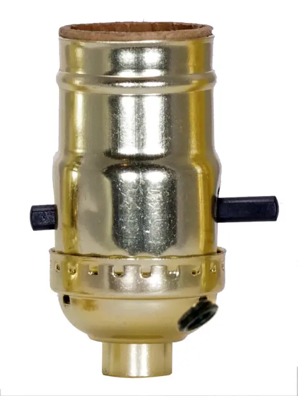 On-Off Push Thru Socket With Side Outlet - For SPT-2 - 1/8 IPS - Aluminum - Brite Gilt Finish - 660W - 250V - Image 2