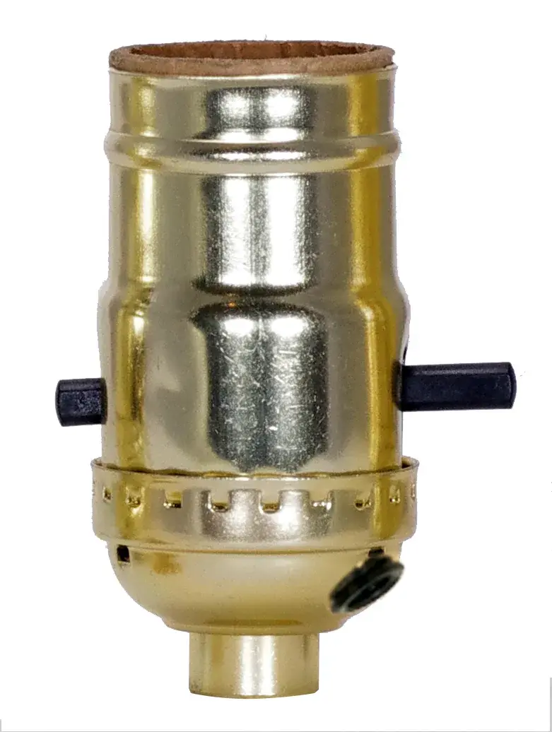 On-Off Push Thru Socket With Side Outlet - For SPT-2 - 1/8 IPS - Aluminum - Brite Gilt Finish - 660W - 250V - Image 2
