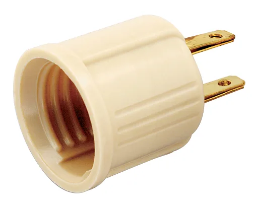 Polarized Socket Outlet Adapter - Medium Base - 660W - 125V - Ivory Finish