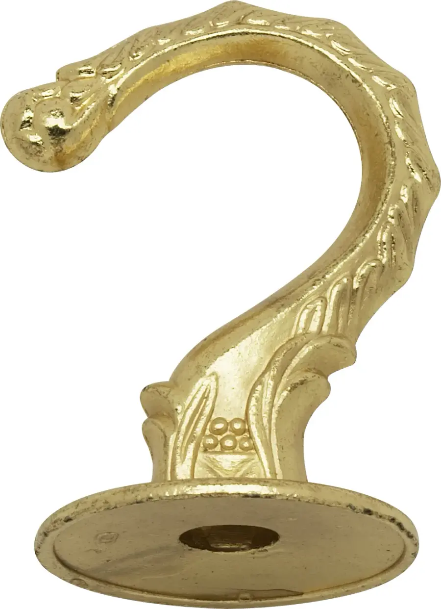 Die Cast Large Swag Hook - Brass Plated Finish - Kit Contains 1 Hook And Hardware - 10lbs Max - Image 1