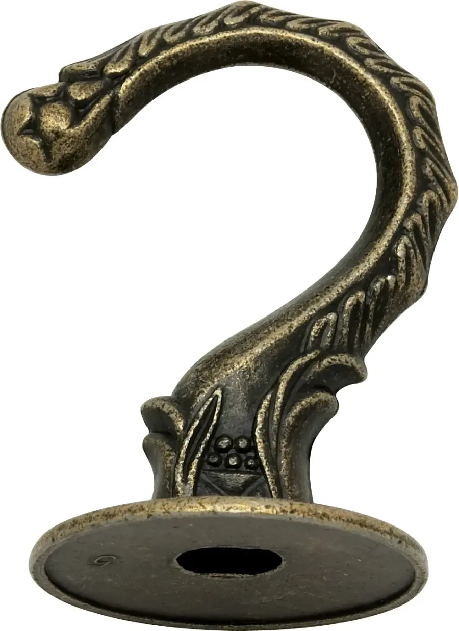 Die Cast Large Swag Hook - Antique Brass Finish - Kit Contains 1 Hook And Hardware - 10lbs Max - Image 1