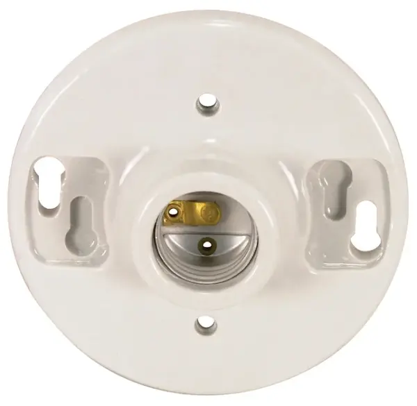 Medium base Glazed Porcelain Ceiling Receptacle - Screw Terminals - 4-3/8" Diameter - 660W - 250V