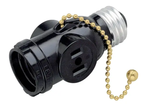Medium Base Pull Chain Current Tap - 250W - 125V - Brown Finish