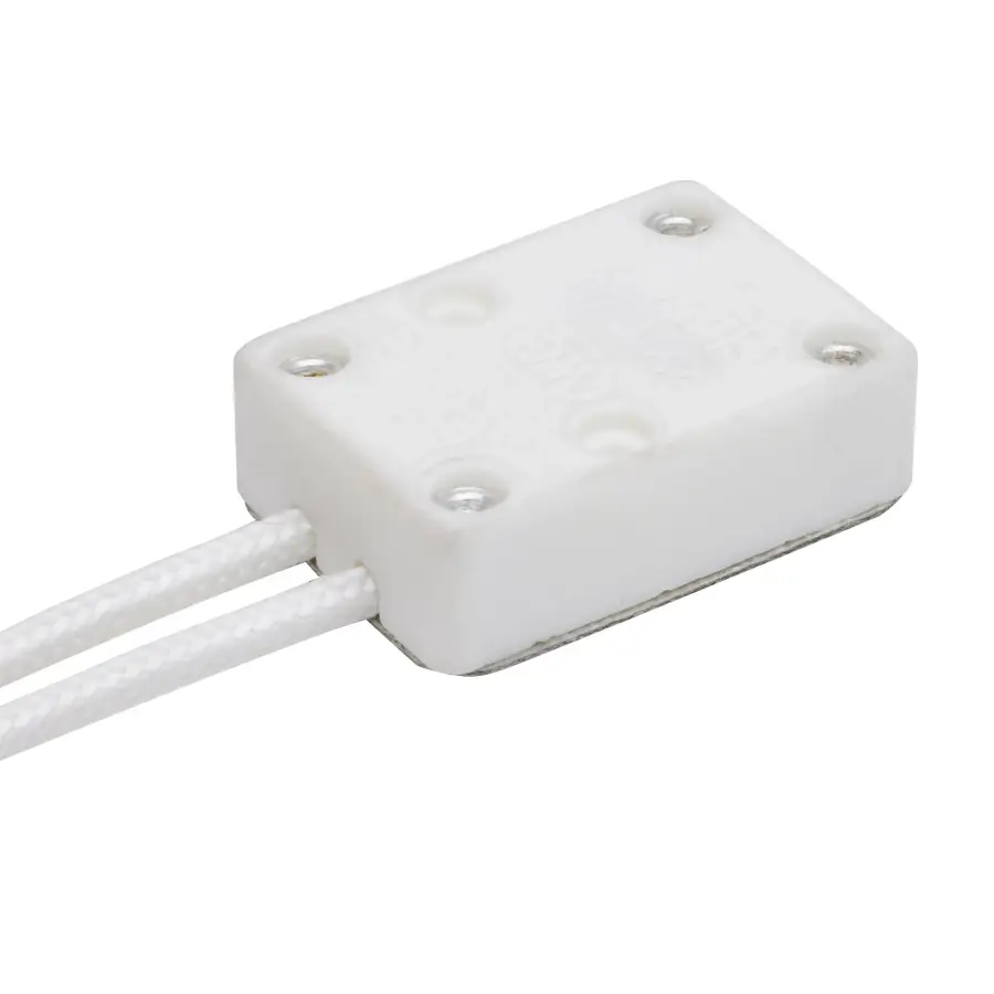 MR16 Porcelain Halogen Socket - GX5.3 Base - 12" SF-1 200C Leads - 3/8" Height - 7/8" Diameter - 3/4" Width - 75W - 250V - Image 1